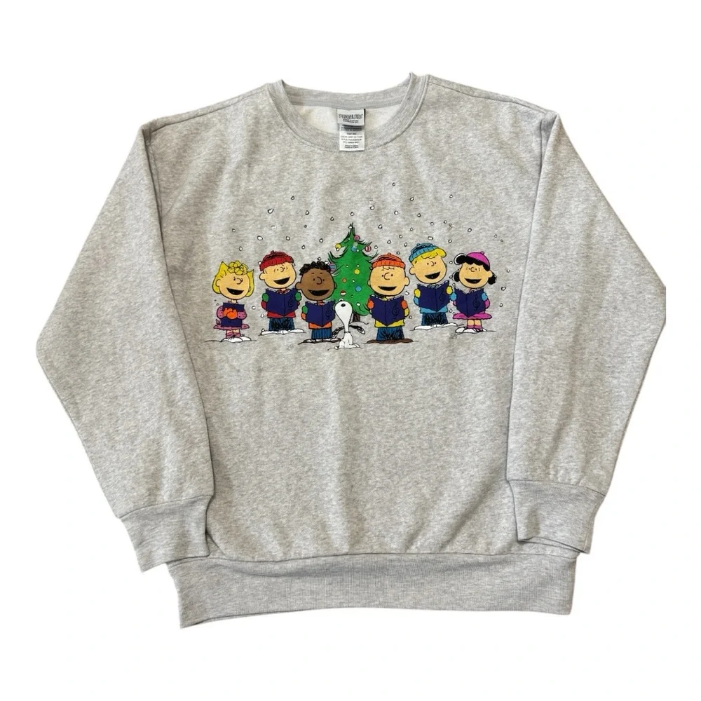 Women’s Peanuts Christmas/Holiday Gray Light Up Sweater - S